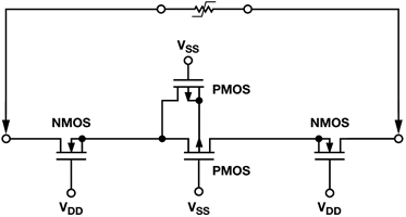 Figure 11. High-voltage fault-protected switch architecture.